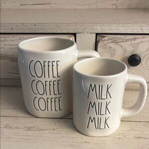 Rae Dunn White Ceramic Mug Set for Dining
